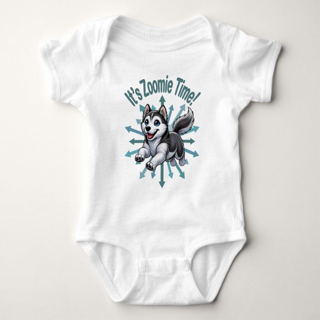 Zoomie Time Husky T Shirt (Framsida)