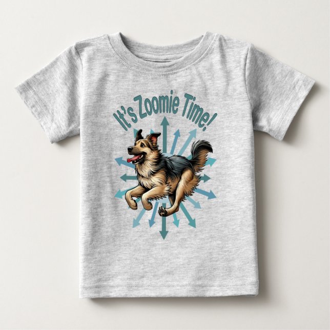 Zoomie Time Large Mutt T Shirt (Framsida)