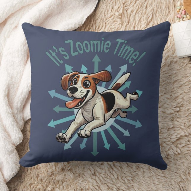 Zoomie Time Medium Beagle Mutt Kudde (Filt)