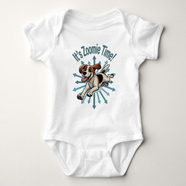 Zoomie Time Medium Beagle Mutt T Shirt (Framsida)