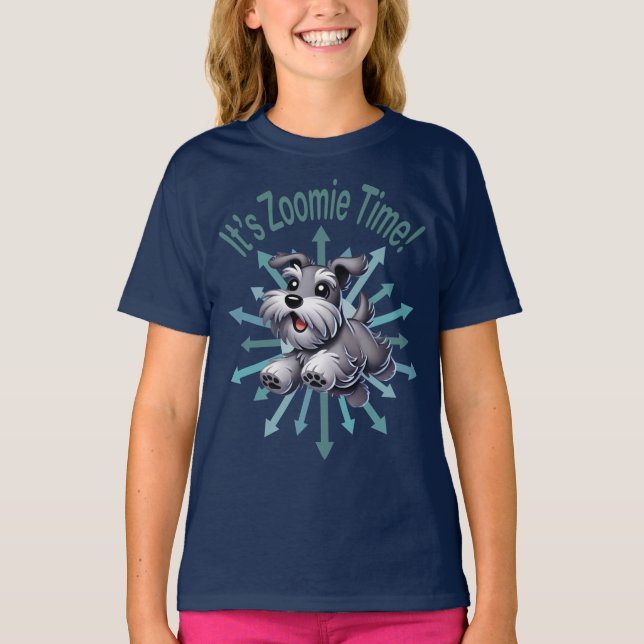Zoomie Time Miniature Schnauzer T Shirt (Framsida)