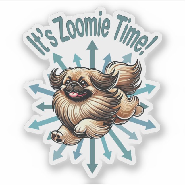 Zoomie Time Pekingese Klistermärken (Framsida)