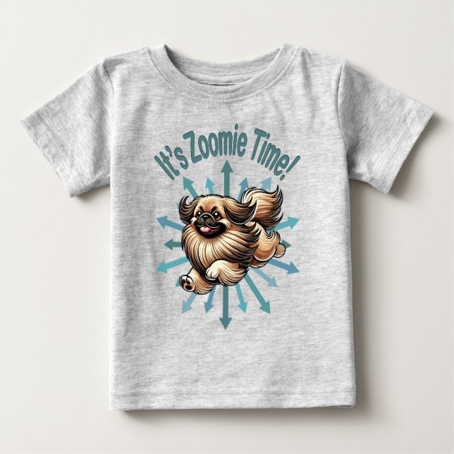 Zoomie Time Pekingese T Shirt (Framsida)