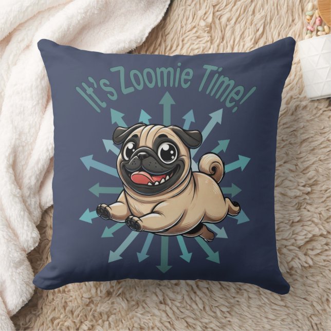 Zoomie Time Pug Kudde (Filt)
