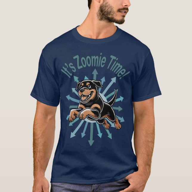 Zoomie Time Rottweiler T Shirt (Framsida)