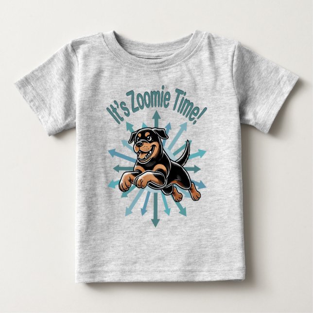 Zoomie Time Rottweiler T Shirt (Framsida)