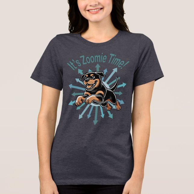 Zoomie Time Rottweiler T Shirt (Framsida)