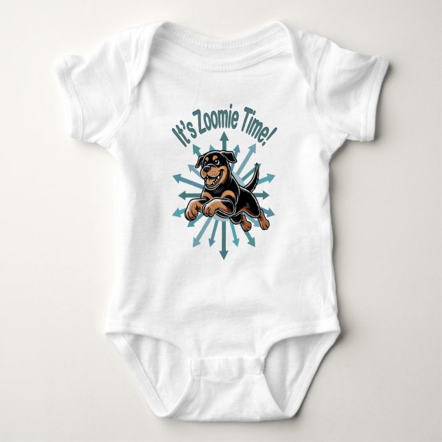 Zoomie Time Rottweiler T Shirt (Framsida)