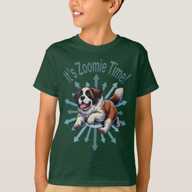 Zoomie Time Saint Bernard T Shirt (Framsida)
