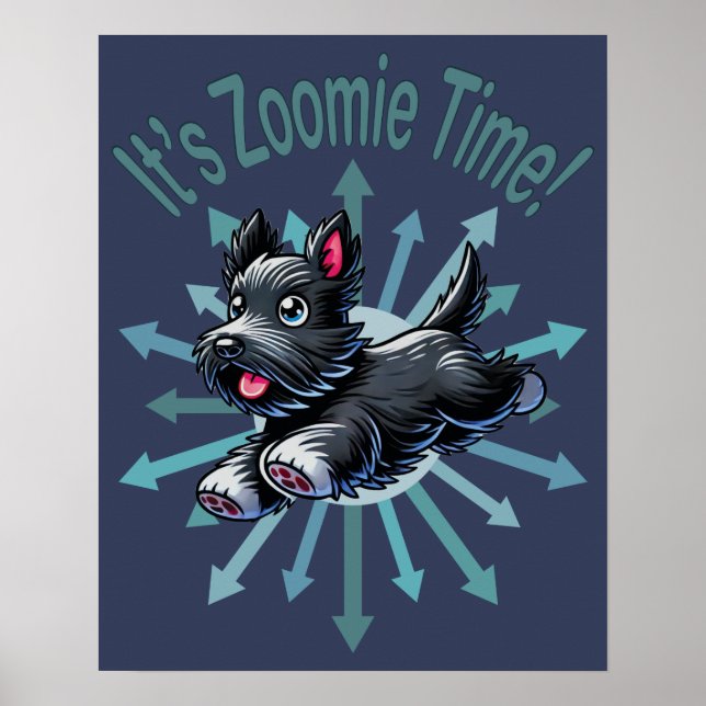 Zoomie Time Scottish Terrier Poster (Framsidan)