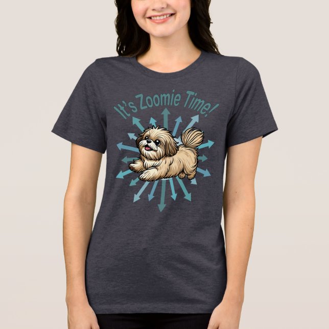 Zoomie Time Shih Tzu T Shirt (Framsida)