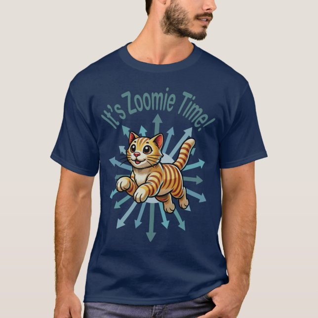 Zoomie Time Tiger Cat T Shirt (Framsida)