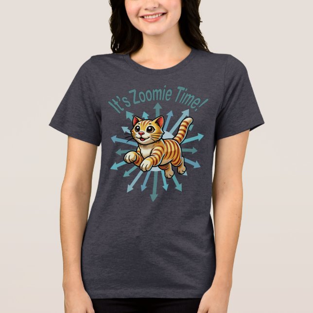Zoomie Time Tiger Cat T Shirt (Framsida)