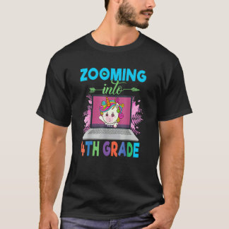 Zooming Into 4th Grade  Unicorn Virtual Back To Sc T Shirt