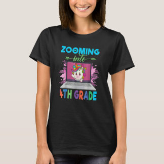 Zooming Into 4th Grade  Unicorn Virtual Back To Sc T Shirt