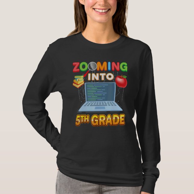 Zooming Into 5th Grade Fifth Virtual Student Learn T Shirt (Framsida)