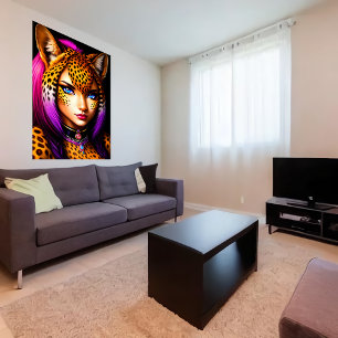 Zoomorf coola unge dam cheetah AI Art Poster