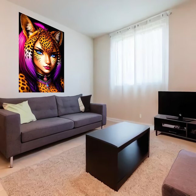 Zoomorf coola unge dam cheetah | AI Art Poster (Skapare uppladdad)