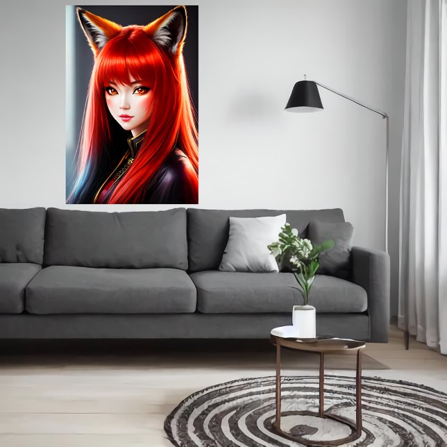 Zoomorf, unga dam-rödhårig öra | AI Art Poster (Skapare uppladdad)