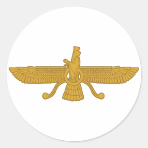 Zorastriska symboler runt klistermärke