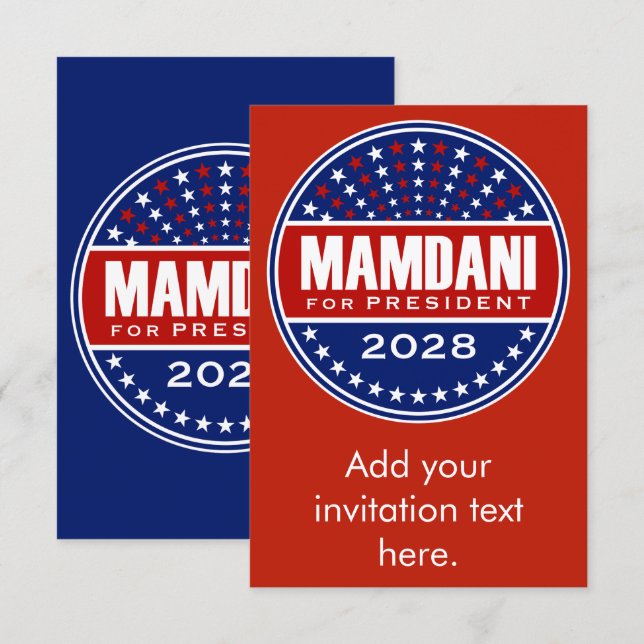 Zorhan Mamdami som president 2028 (Fram/baksida)
