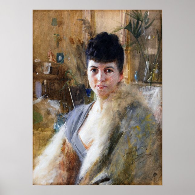 Zorn - Dam med Päls Kap 1887 Poster (Framsidan)