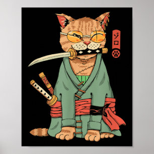 Zoro Cat Warrior Poster