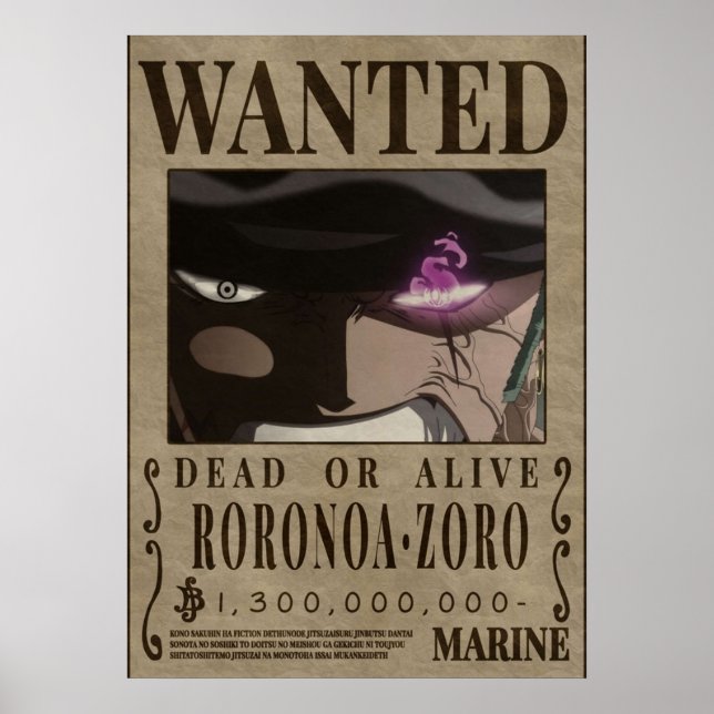 Zoro Third Wanted Poster (Framsidan)