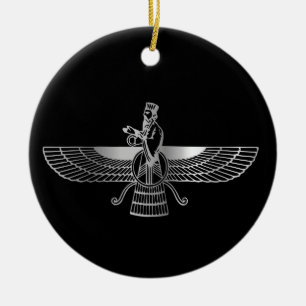 Zoroastrianism Faravahar Julgransprydnad Keramik