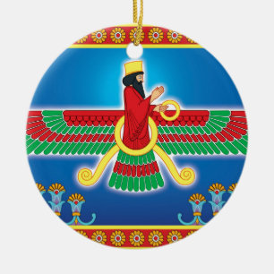 Zoroastrianperser Faravahar Julgransprydnad Keramik
