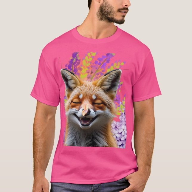 Zorro tierno entre flores t shirt (Framsida)