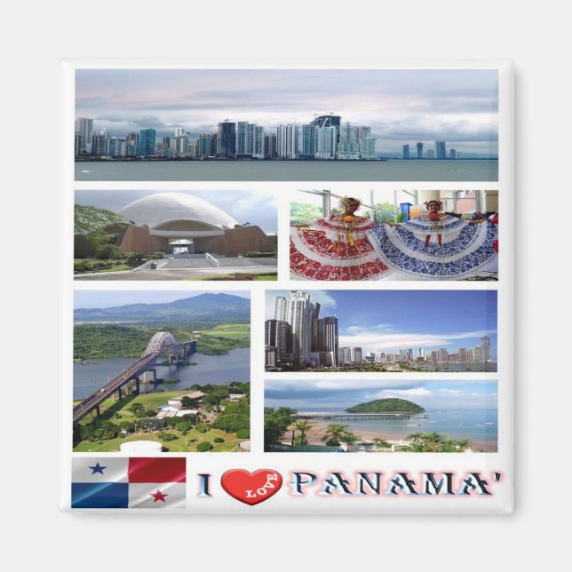zPA002 PANAMA I Kärlek, Mosaic, Amerika, Fridge Magnet (Framsidan)