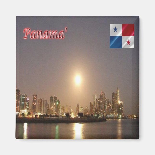 zPA004 PANAMA efter natt, Skyline, Amerika, Fridge Magnet (Framsidan)