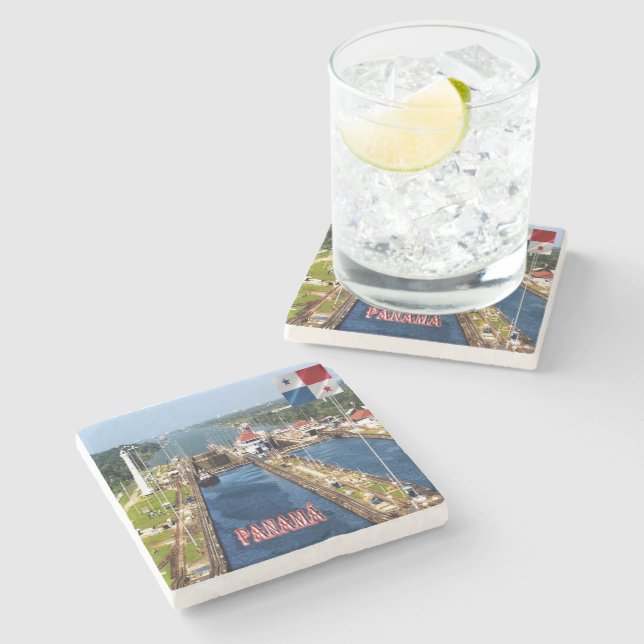 zPA014 PANAMA, CANAL LOCKS, Amerika. Stenunderlägg (Sidan)