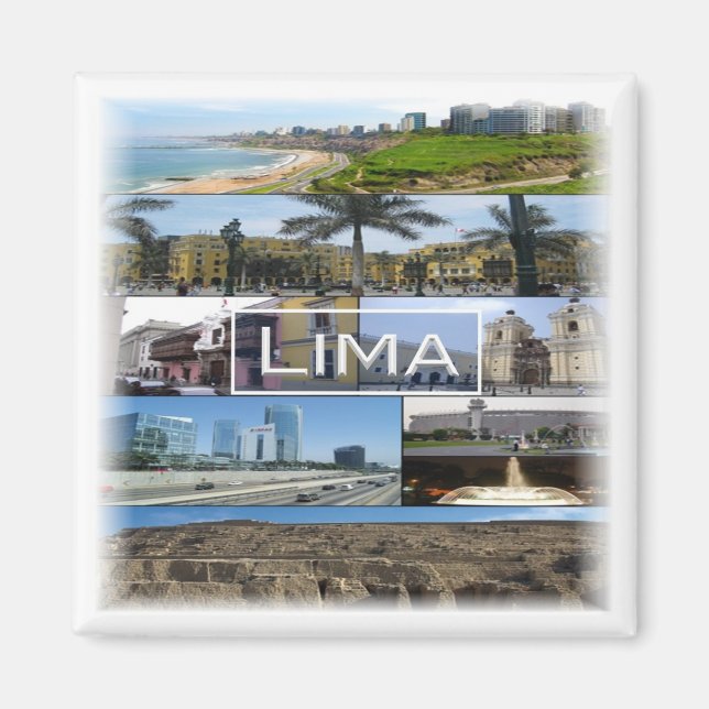 zPE008 mosaic of LIMA in Peru, America, Fridge Magnet (Framsidan)