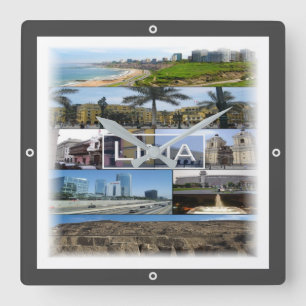 zPE008 mosaic of LIMA in Peru, America Fyrkantig Klocka