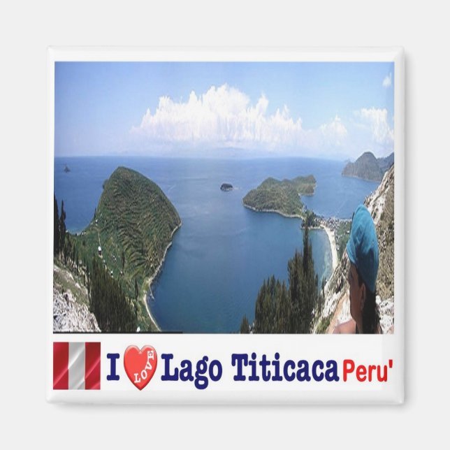 zPE012 SJÖ TITICACA I Kärlek, Peru, Fridge Magnet (Framsidan)