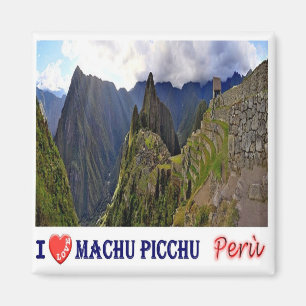 zPE027 MACHU PICCHU I Kärlek, Mosaic, Peru, Fridge Magnet