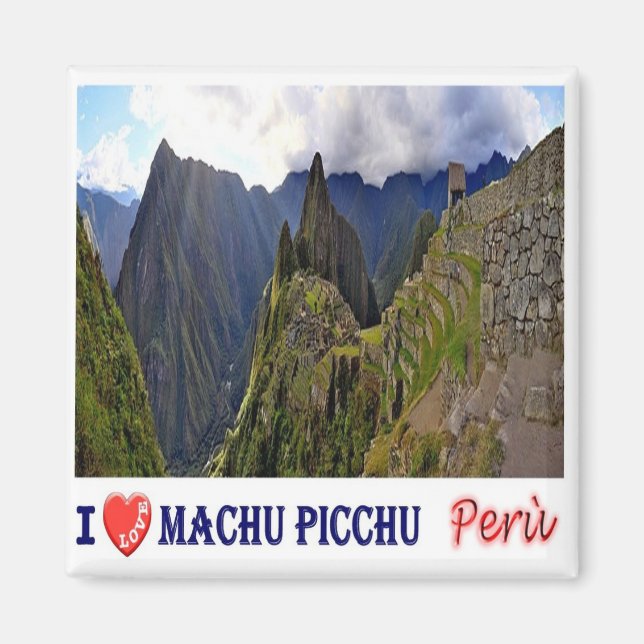 zPE027 MACHU PICCHU I Kärlek, Mosaic, Peru, Fridge Magnet (Framsidan)