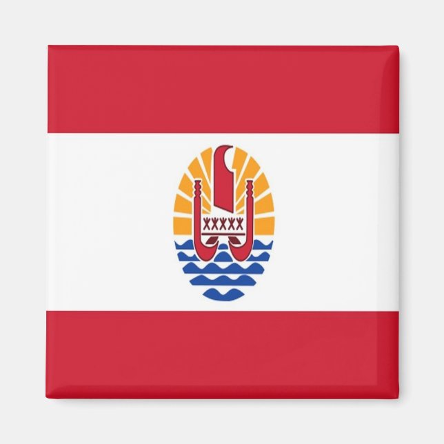 zPF001 FRANSK POLYNESIA FLAGGA, Oceanien, Fridge Magnet (Framsidan)