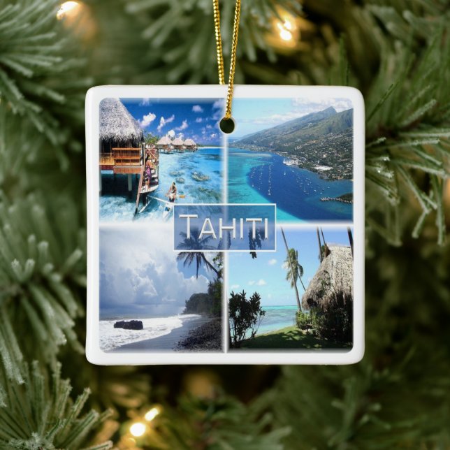 zPF003 TAHITI, Fransk Polynesien, Oceanien Julgransprydnad Keramik (Träd)
