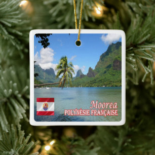 zPF013 COOK BAY, MOOREA, Fransk Polynesia Julgransprydnad Keramik