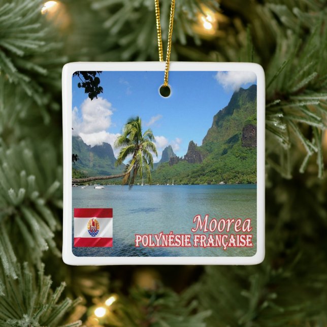 zPF013 COOK BAY, MOOREA, Fransk Polynesia Julgransprydnad Keramik (Träd)