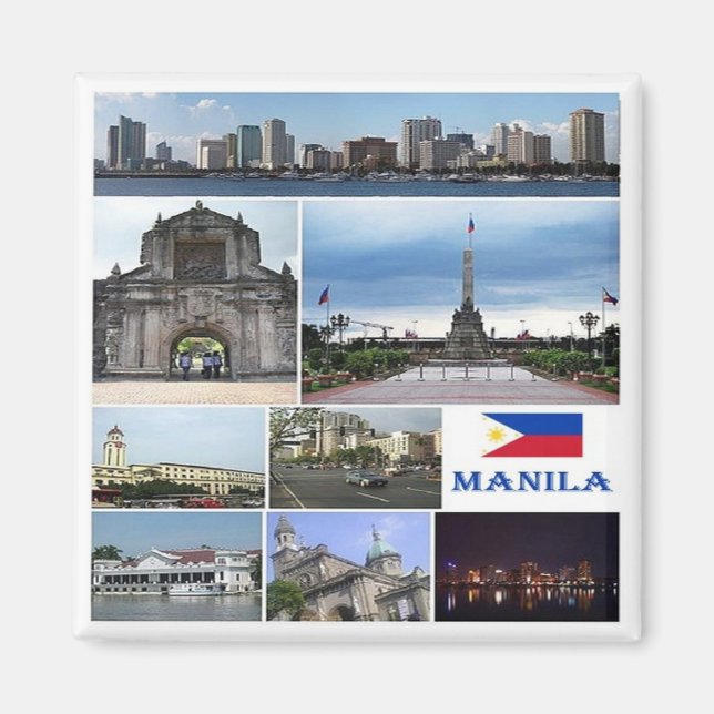 zPH003 MANILA collage, Filippinerna, Asien, Fridge Magnet (Framsidan)