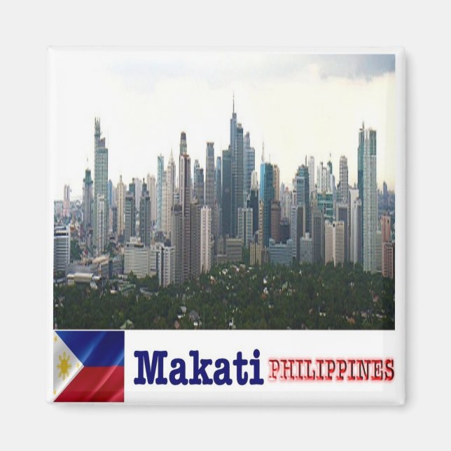 zPH008 skyline of MAKATI, Filippinerna Asia, Fridg Magnet (Framsidan)