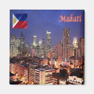 zPH009 MAKATI, City By Night, Filippinerna, Fridge Magnet