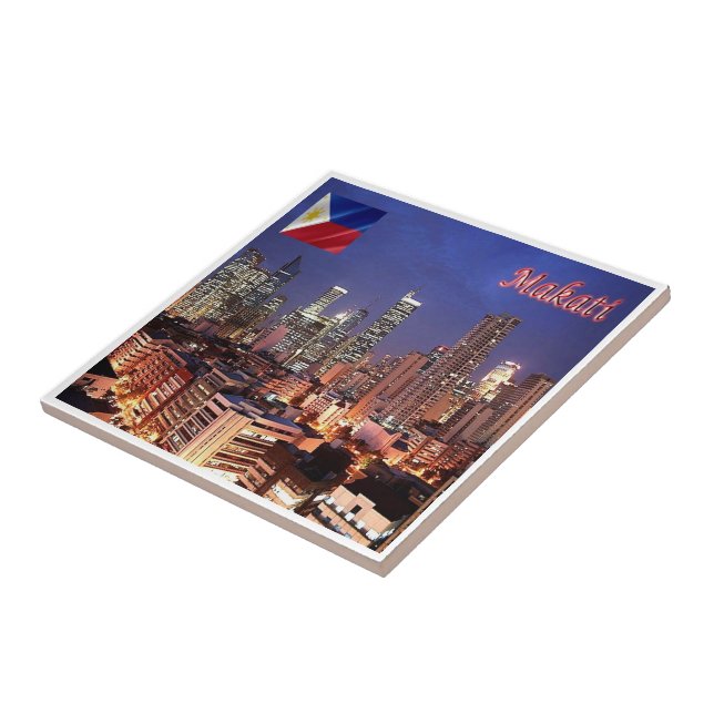 zPH009 MAKATI, City By Night, Filippinerna, Kakelplatta (Sidan)