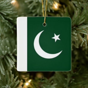zPK001 Pakistan flagga FLAGGA Pakistan Julgransprydnad Keramik