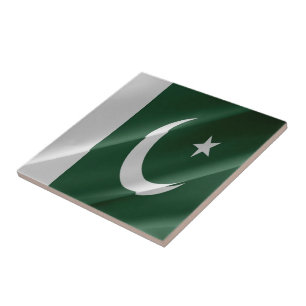 zPK002 som vrider Pakistans flagga FLAGGA Pakistan Kakelplatta