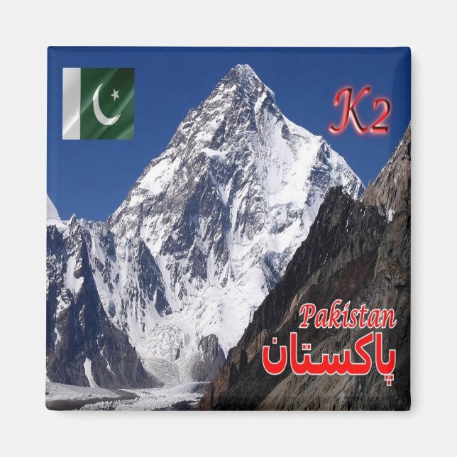 zPK008 PEAK K2, Pakistan, Asien, Frankrike Magnet (Framsidan)